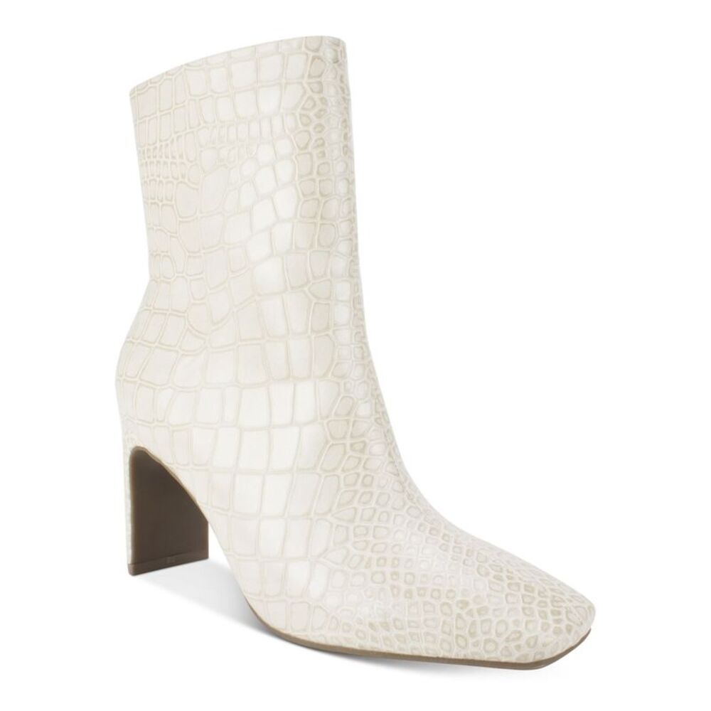 SEVEN DIALS Womens Ivory Croco Nicole Square Toe Sculpted Heel Booties 9 M
